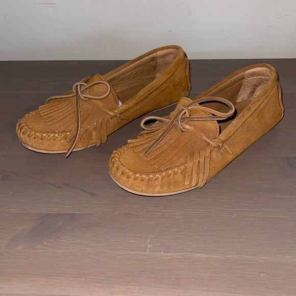 Zara Tan Suede Moccasin Loafers - Women’s Size 37 - Picture 2 of 8